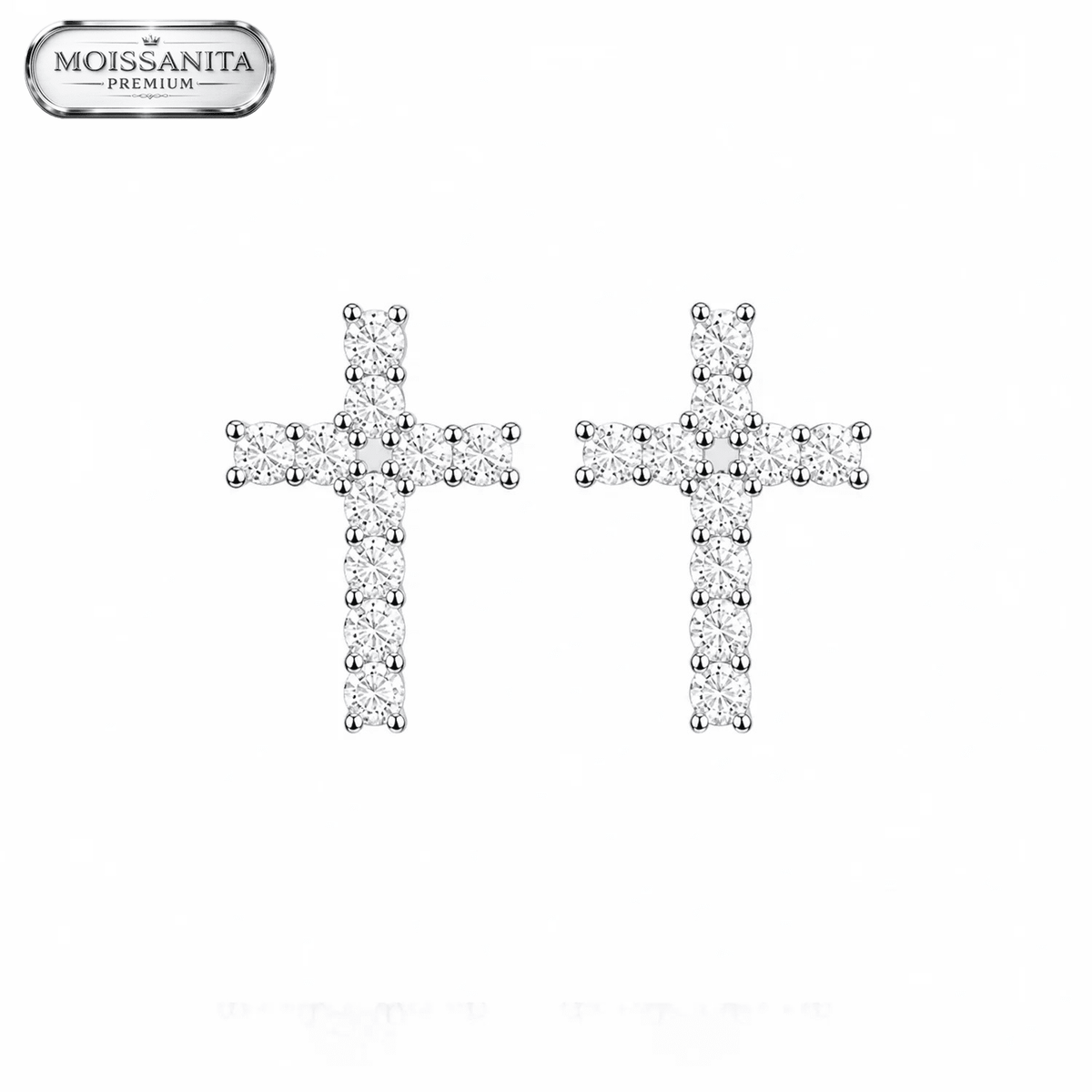 Arete Celestial Cross 11mm – Plata 925 con Moissanita | Lion Luxury
