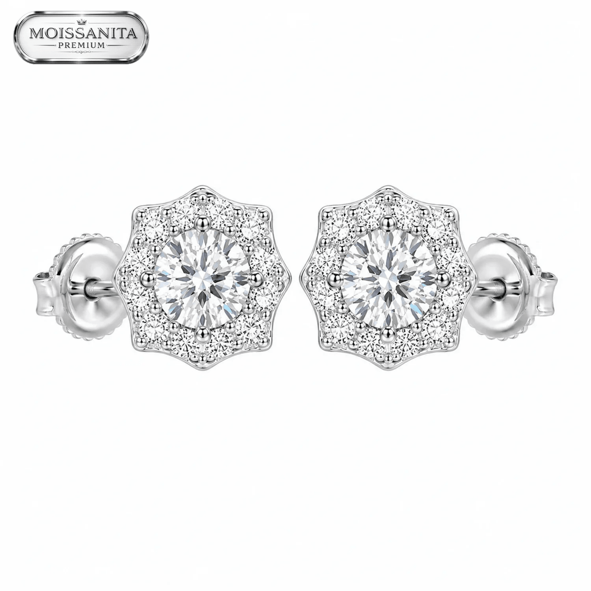 Arete Helios 7.5mm – Plata 925 con Moissanita | Lion Luxury