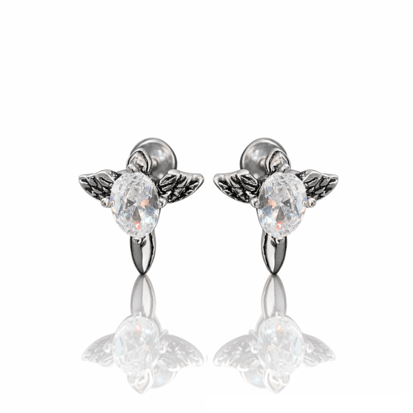 Arete Raven Cross 15mm – Acero 304L con Circonia 5A | Lion Luxury