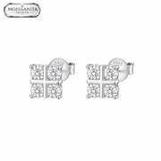 Arete Eclat Square 4.5mm – Plata 925 con Moissanita | Lion Luxury