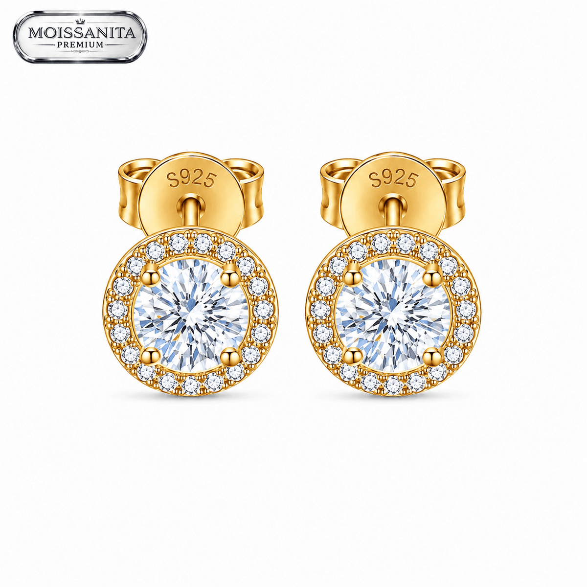 Arete Astra 7.5mm – Plata 925 con Moissanita – detalle 4