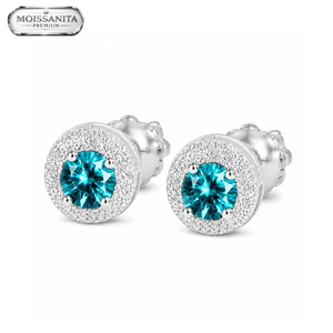 Arete Astra Blue 6.5mm – Plata 925 con Moissanita | Lion Luxury