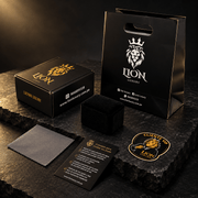 Caja y bolsa de Lion Luxury para presentación de joyas.