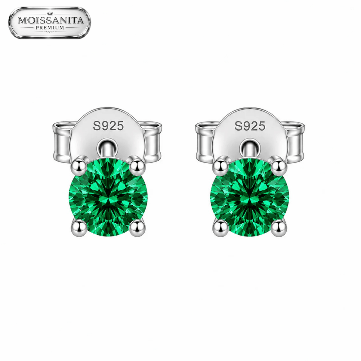 Arete Emerald Diamond 5mm – Plata 925 con Moissanita | Lion Luxury