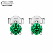 Arete Emerald Diamond 5mm – Plata 925 con Moissanita | Lion Luxury