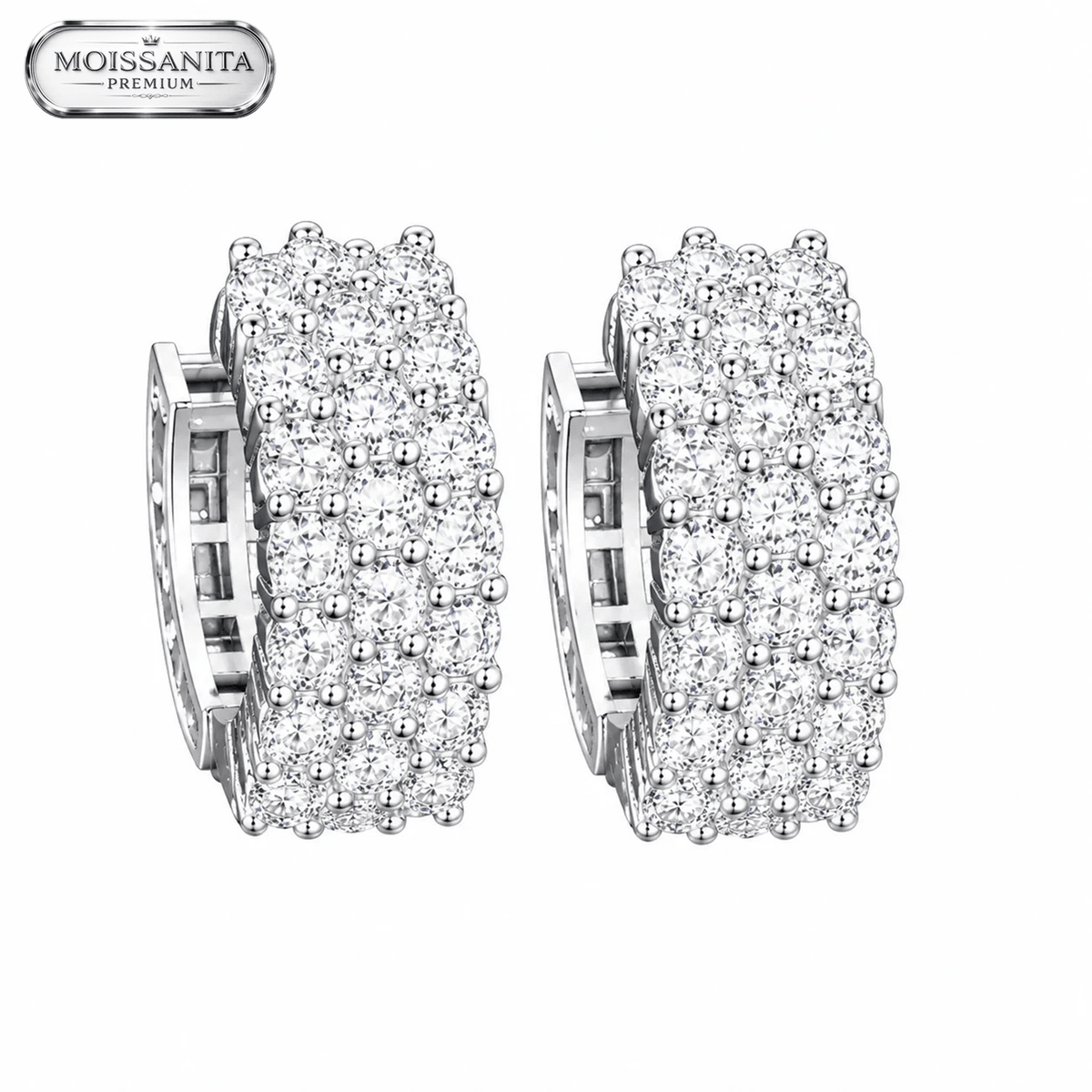 Arete Dominium 14mm – Plata 925 con Moissanita | Lion Luxury