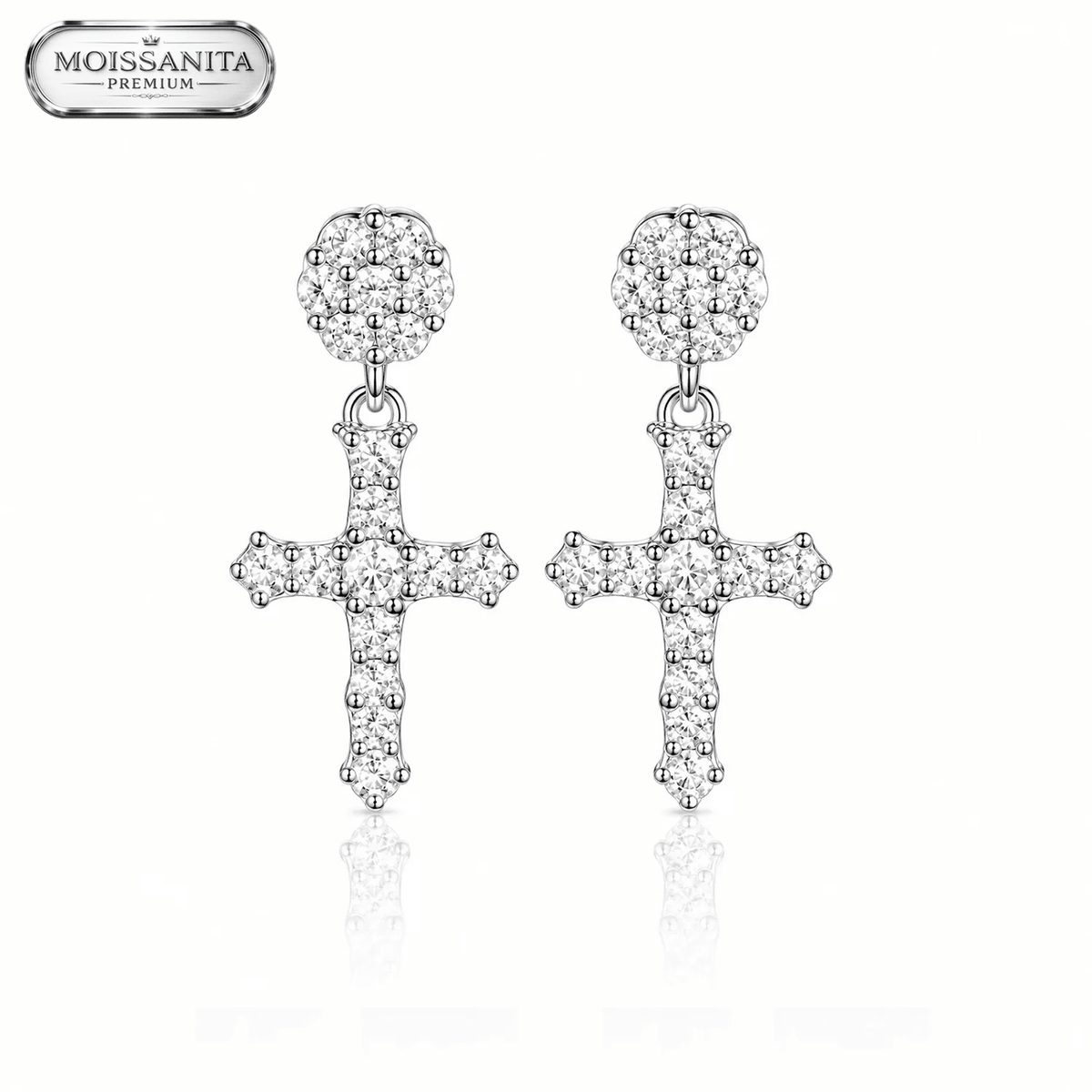 Arete Cruxis 17mm – Plata 925 con Moissanita | Lion Luxury