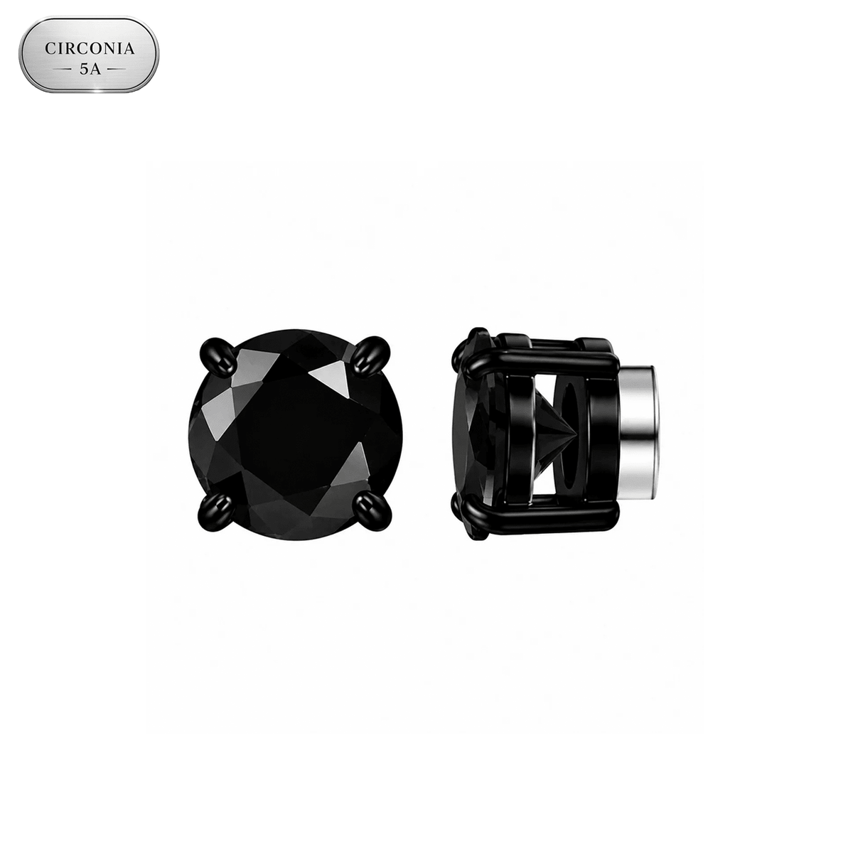 Arete Zeus Imantado 6mm/8mm – Acero Black 316L con Circonia Black 5A | Lion Luxury