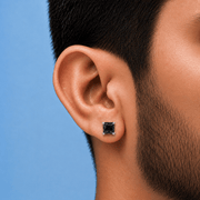 Arete Draco Imantado 6mm/8mm – Acero Silver 316L con Circonia Black 5A – detalle 4