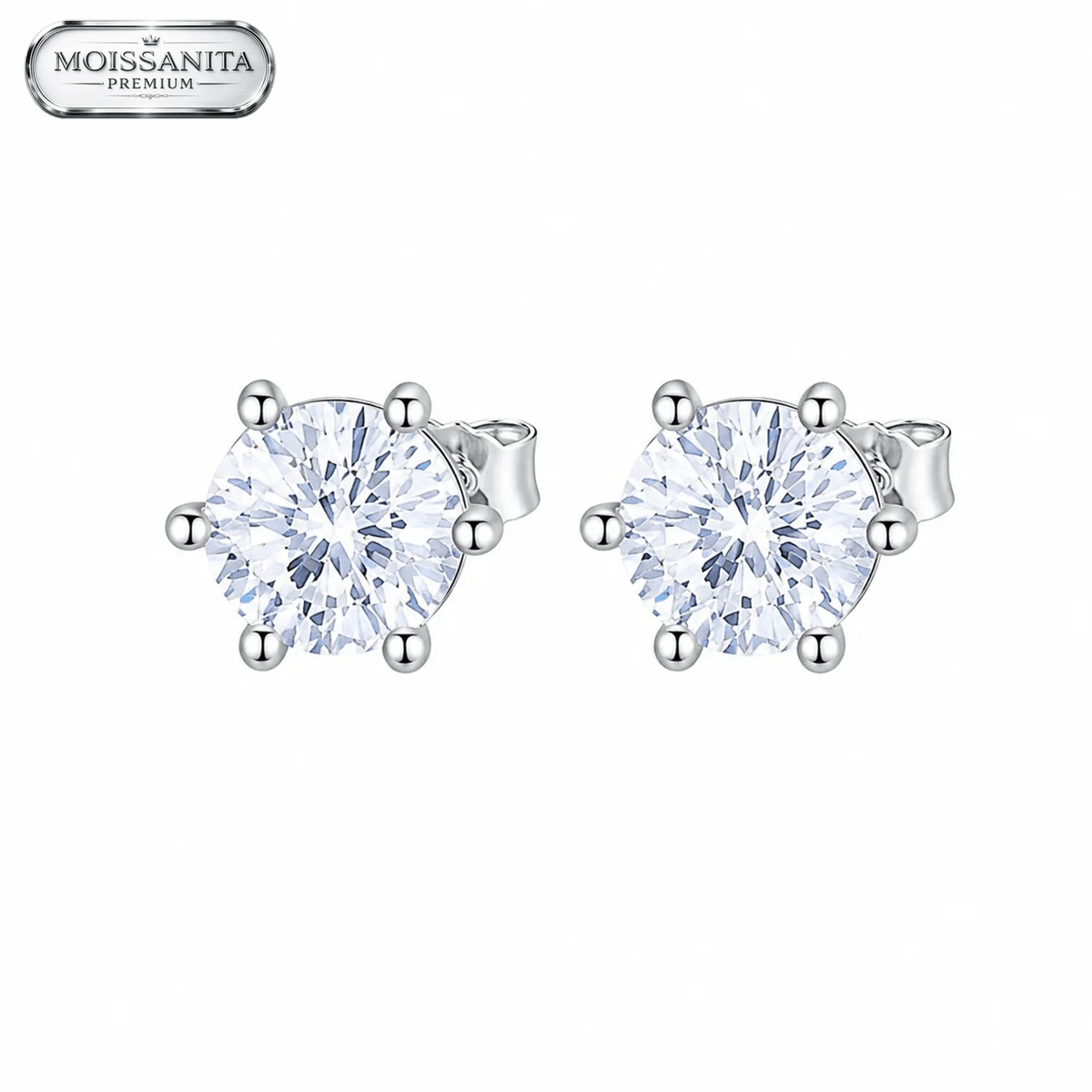 Arete Diamond 5mm – Plata 925 con Moissanita | Lion Luxury