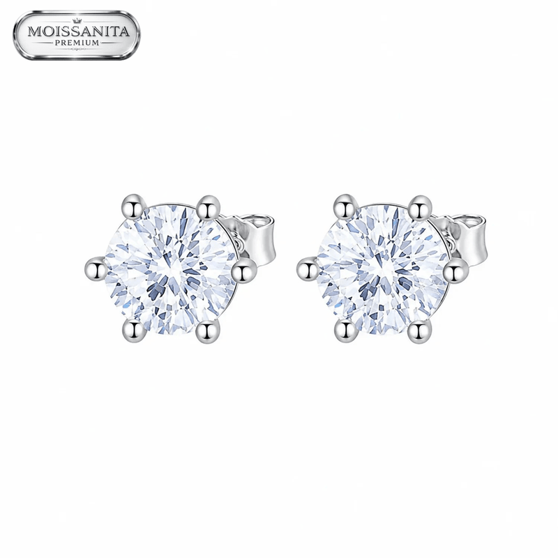 Arete Diamond 5mm – Plata 925 con Moissanita | Lion Luxury