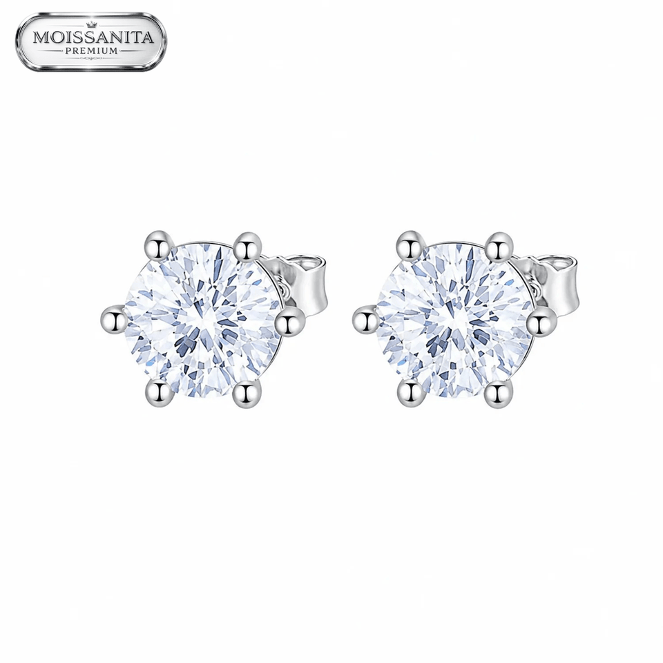 Arete Diamond 5mm – Plata 925 con Moissanita | Lion Luxury