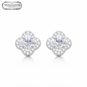 Arete Clover 8mm – Plata 925 con Moissanita | Lion Luxury
