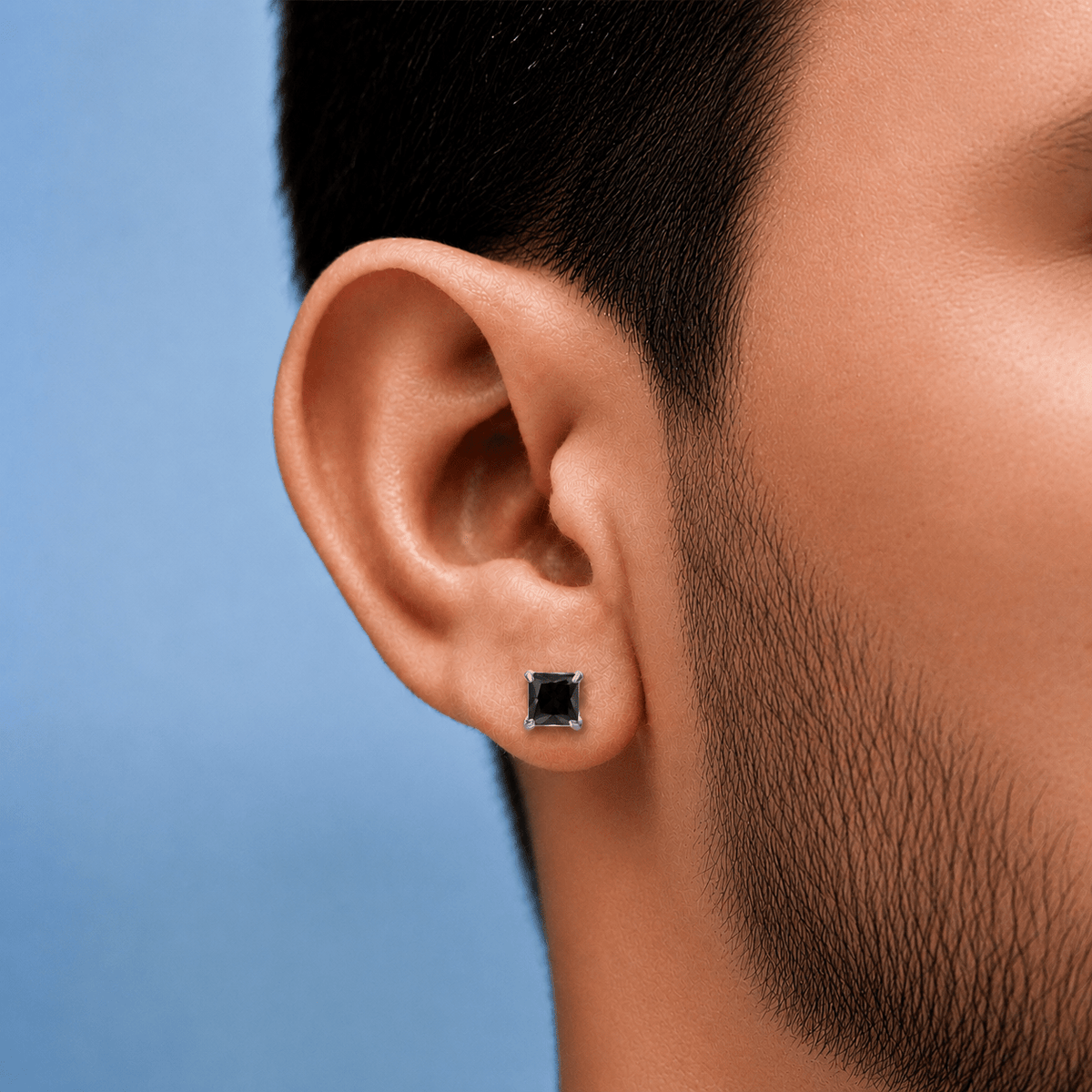 Arete Draco Imantado 6mm/8mm – Acero Silver 316L con Circonia Black 5A – detalle 2