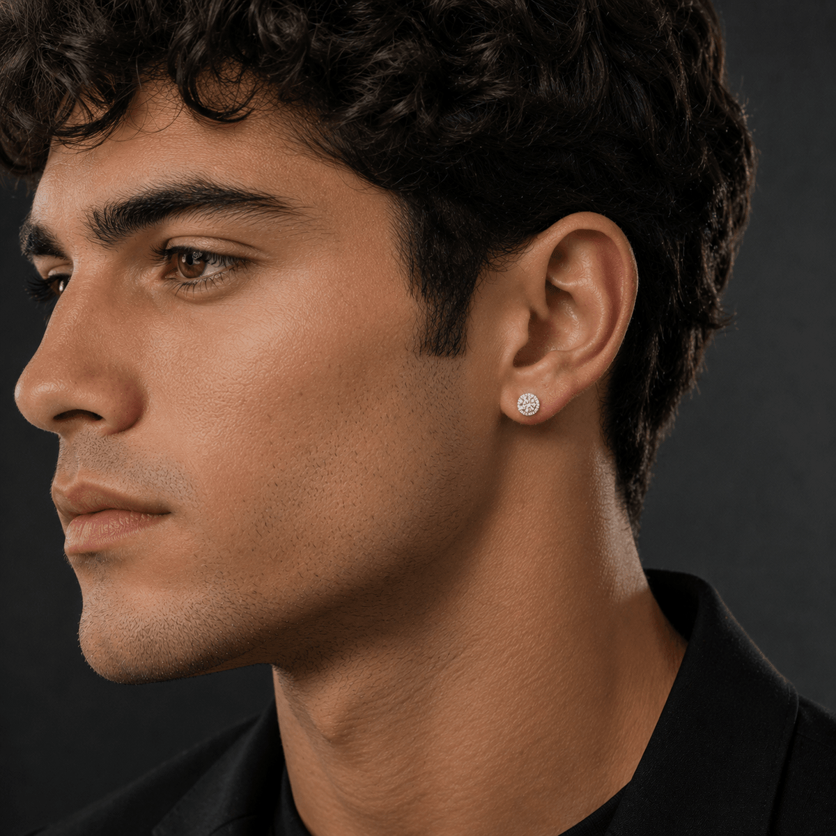 Arete Astra Imantado 7.5mm – Plata 925 con Moissanita – detalle 2