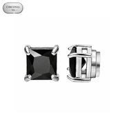 Arete Draco Imantado 6mm/8mm – Acero Silver 316L con Circonia Black 5A – detalle 3