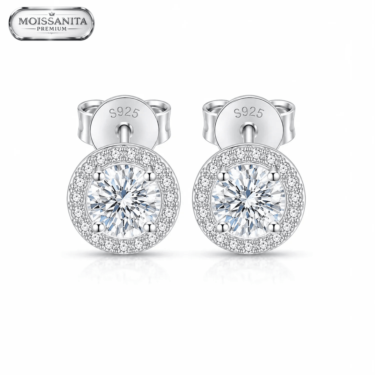 Arete Astra 7.5mm – Plata 925 con Moissanita | Lion Luxury