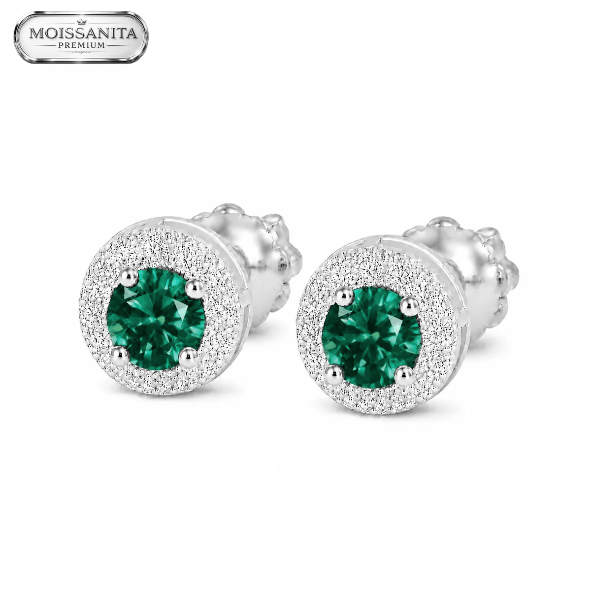 Arete Astra Green 6.5mm – Plata 925 con Moissanita | Lion Luxury