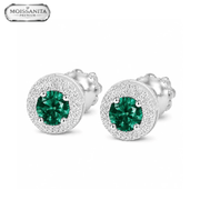 Arete Astra Green 6.5mm – Plata 925 con Moissanita | Lion Luxury