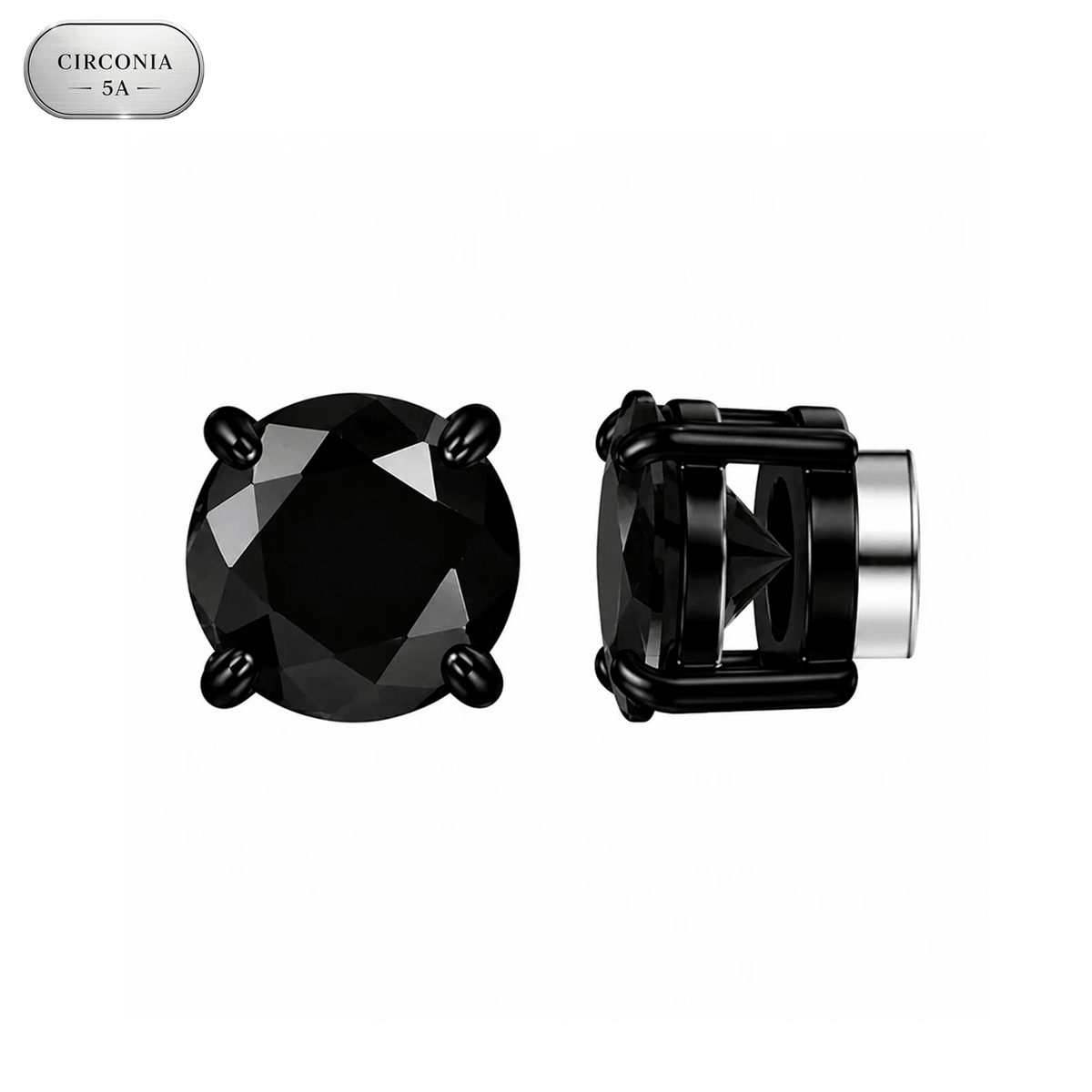 Arete Zeus Imantado 6mm/8mm – Acero Black 316L con Circonia Black 5A – detalle 3