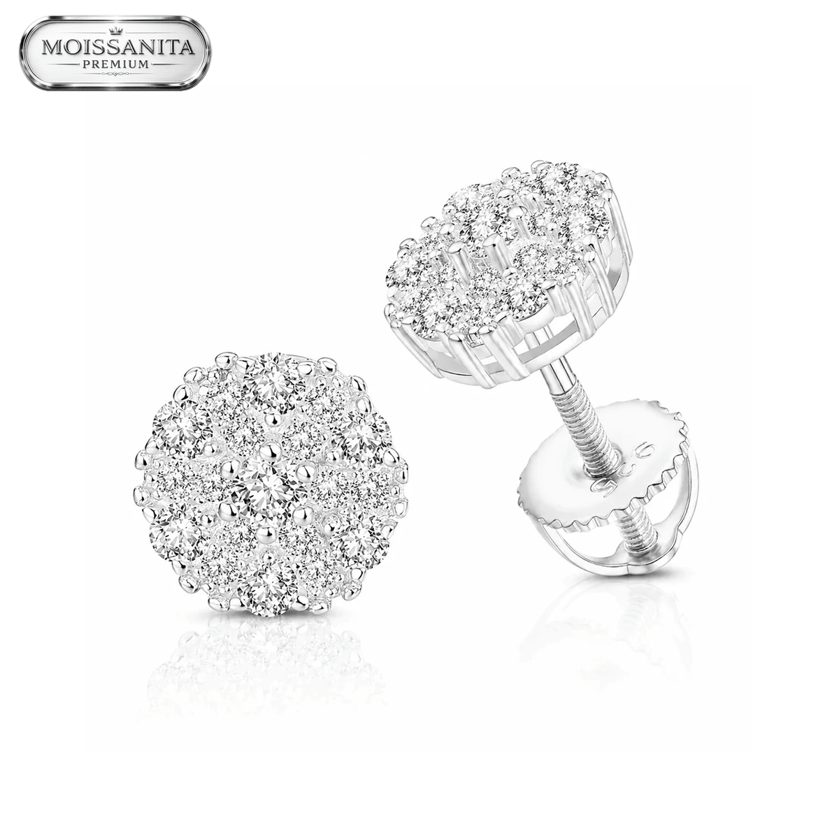 Arete Prestige 7.5mm – Plata 925 con Moissanita | Lion Luxury