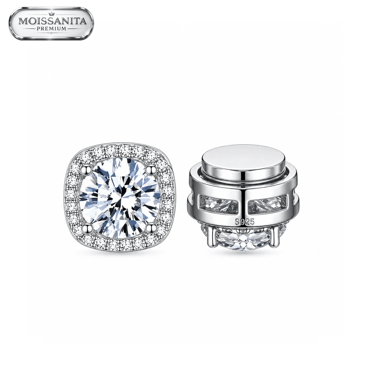 Arete Phoenix Imantado 7.5mm – Plata 925 con Moissanita | Lion Luxury