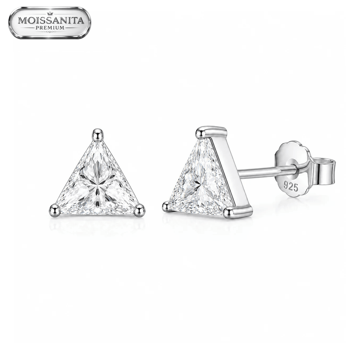 Arete Triangle 5.5mm – Plata 925 con Moissanita | Lion Luxury