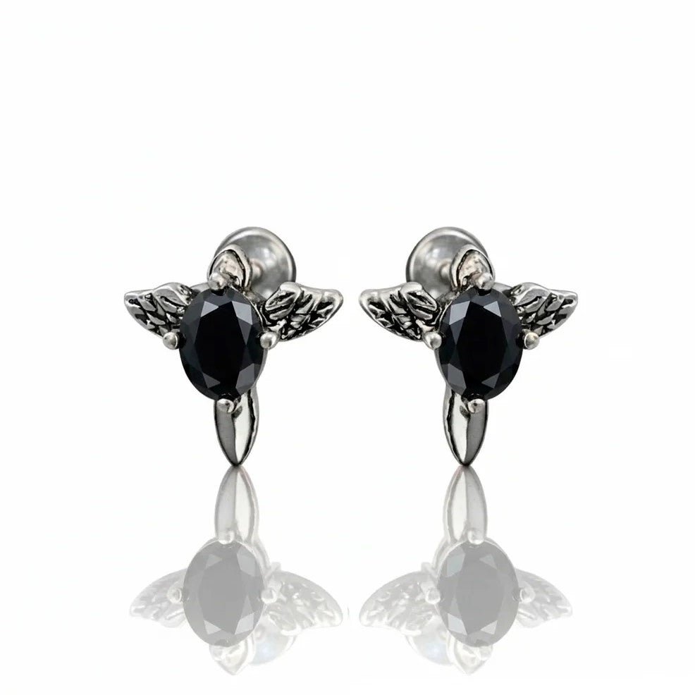 Arete Raven Cross 15mm – Acero 304L con Circonia 5A – detalle 3
