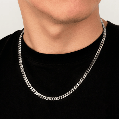 Cadena Miami Cuban Silver 5mm – Acero 316L – detalle 2