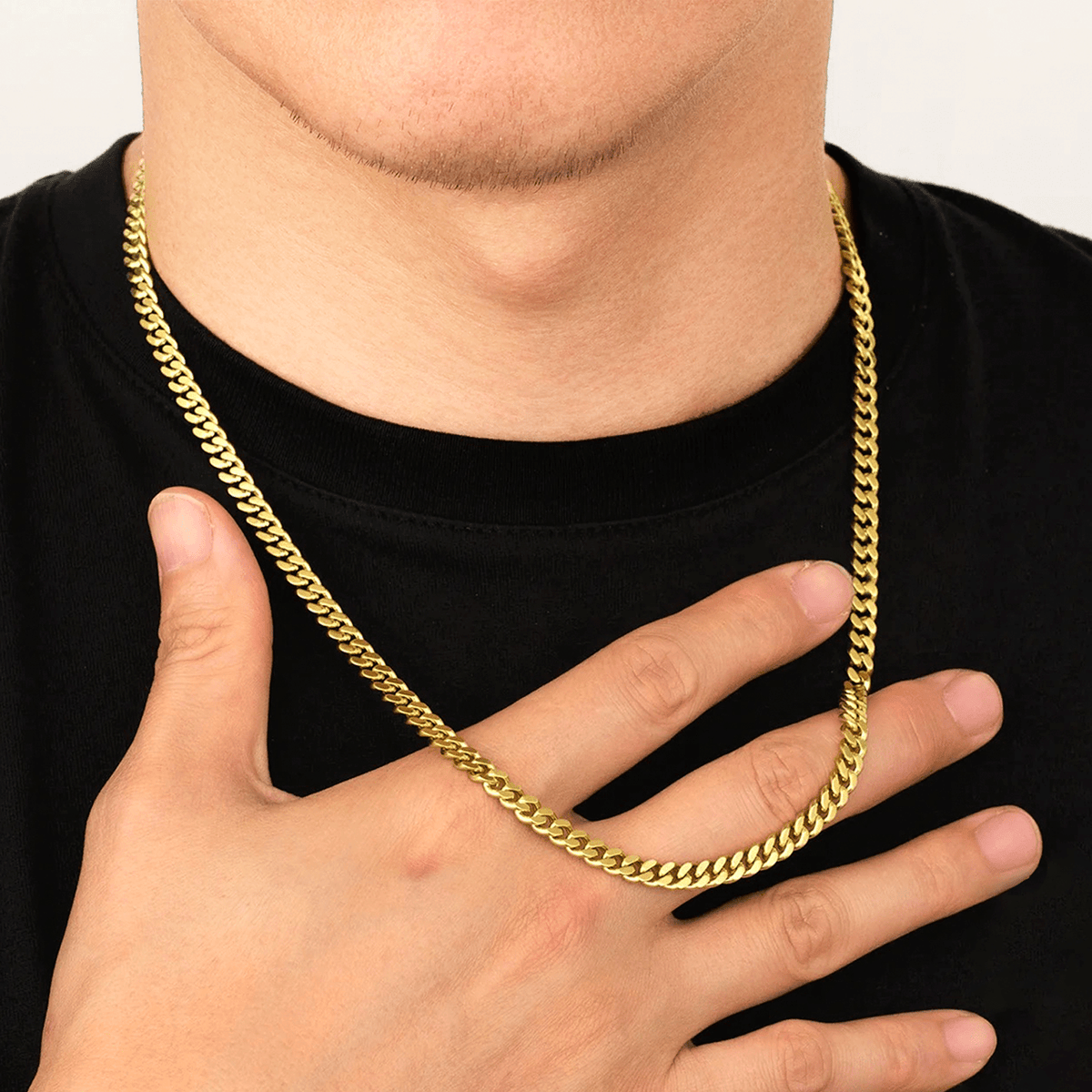 Cadena Miami Cuban Gold 5mm – Acero 316L – detalle 2