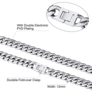 Cadena Miami Cuban Silver 10mm – Acero 316L – detalle 3