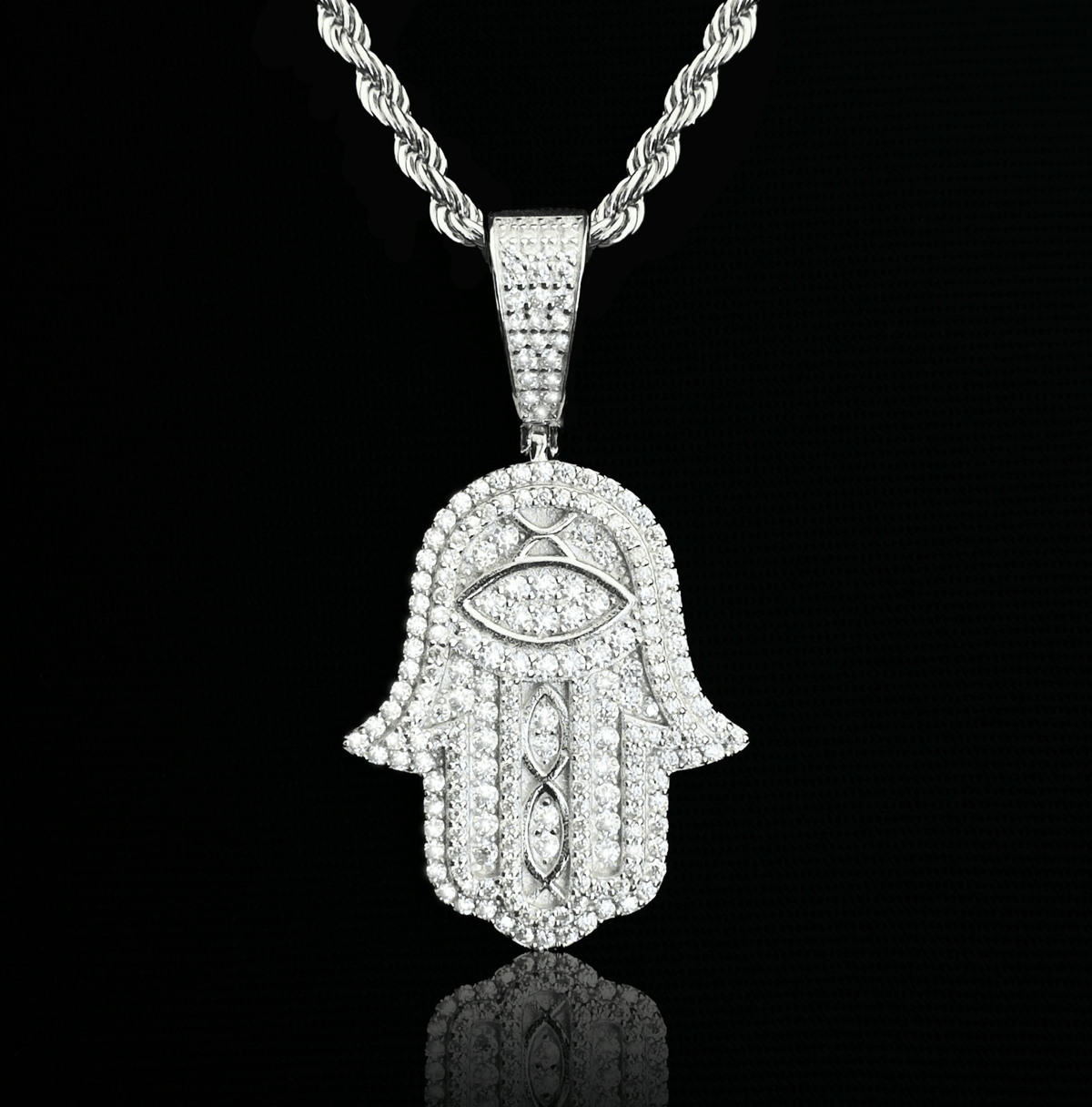 Collar Mano de Hamsa Diamond – Plata 925 con Moissanita – detalle 2