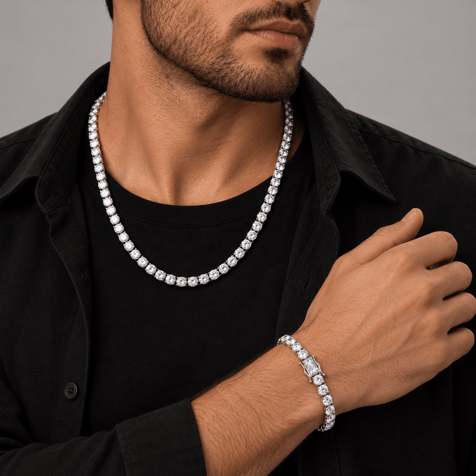 Combo Tennis 5 mm – Cadena + Pulsera · Plata 925 y Moissanita