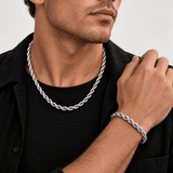 Combo Nudo 6 mm – Cadena + Pulsera · Acero 316L