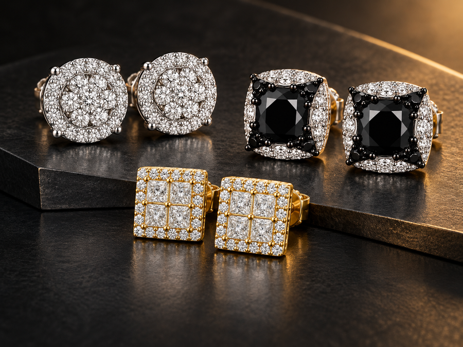 Aretes Aura, MidNight y Noble de plata con moissanita — promoción 2 pares por S/699