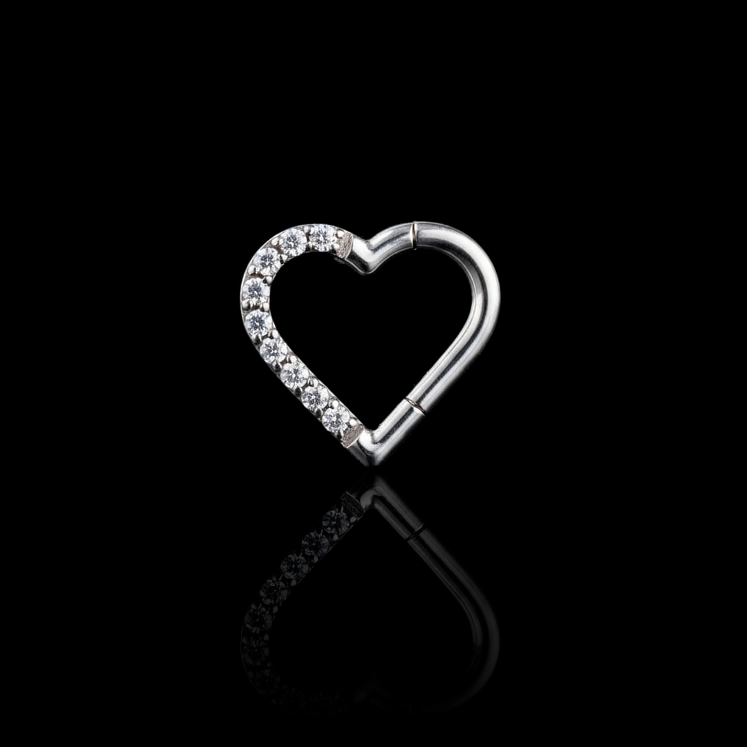 Piercing Heart 10mm – Titanio Grado Implante con Circonia 5A | Lion Luxury