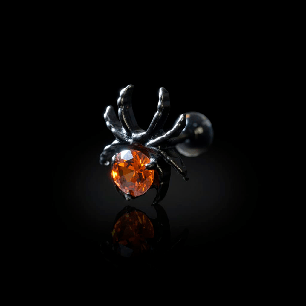 Piercing Black Spider 9mm – Titanio Grado Implante con Circonia 5A | Lion Luxury