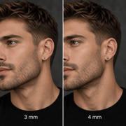 Comparativa de tamaños del piercing Orbit 3 mm/4 mm de titanio de grado implante.