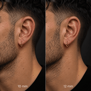 Comparativa de tamaños del piercing Alpha 10 mm/12 mm de titanio de grado implante.