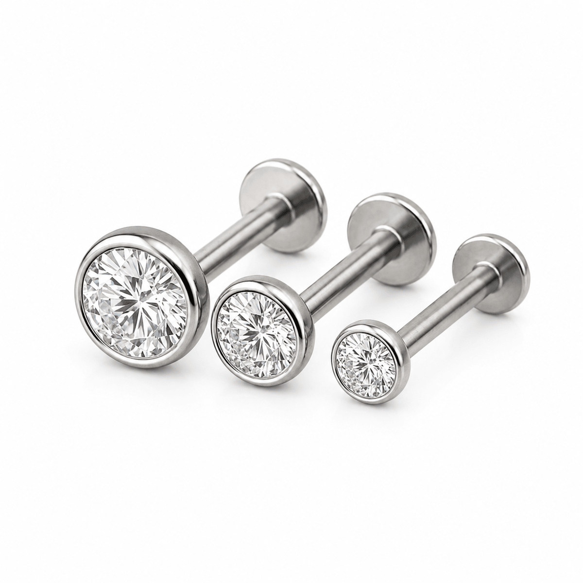Piercing Gleam 2mm/3mm/4mm – Titanio Grado Implante con Circonia 5A | Lion Luxury