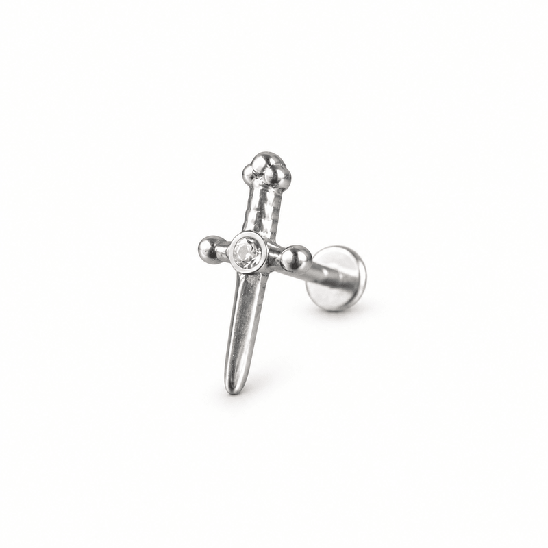 Piercing Dagger 12 mm de titanio de grado implante con circonia 5A.
