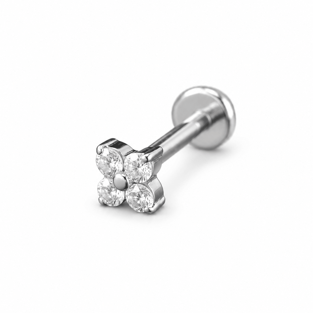 Piercing Petal 4 mm de titanio de grado implante con circonia 5A.