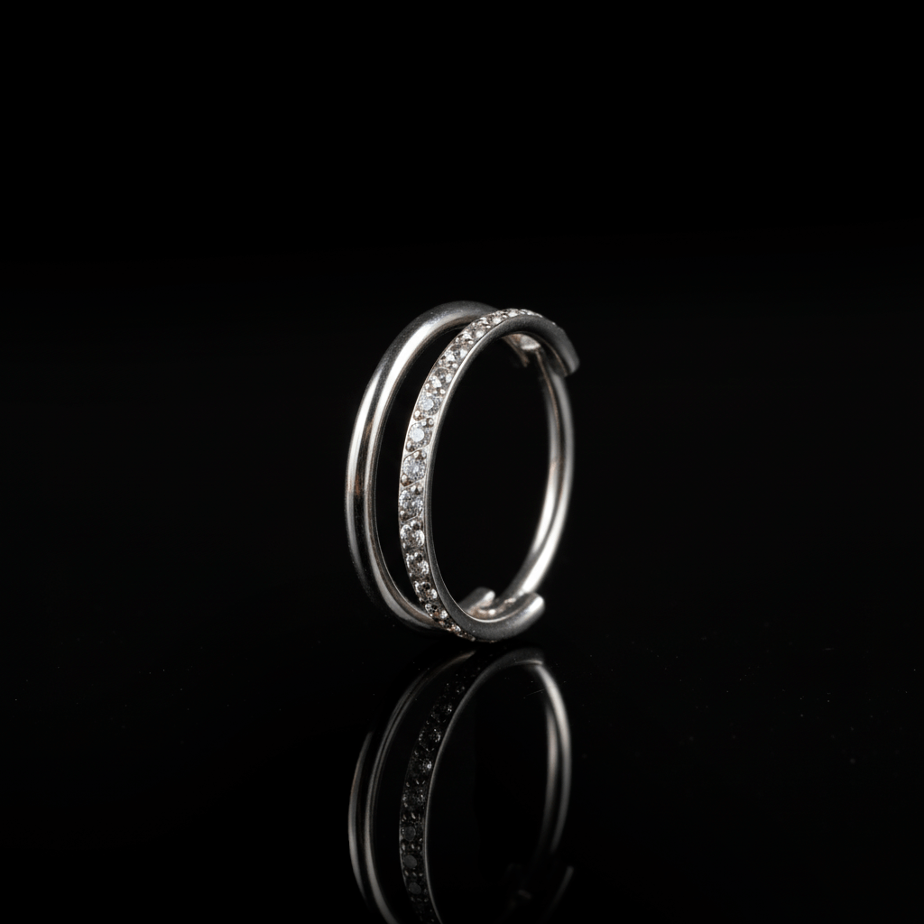 Piercing Parallel 15mm – Titanio Grado Implante con Circonia 5A | Lion Luxury