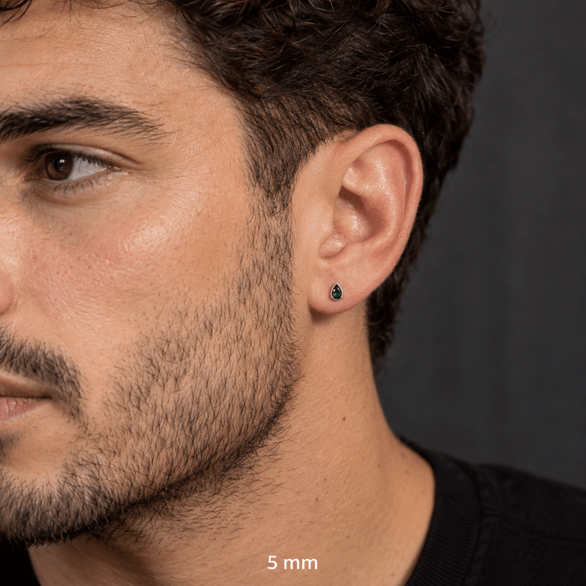 Piercing Forest 5 mm de titanio de grado implante con circonia 5A, en oreja de modelo.