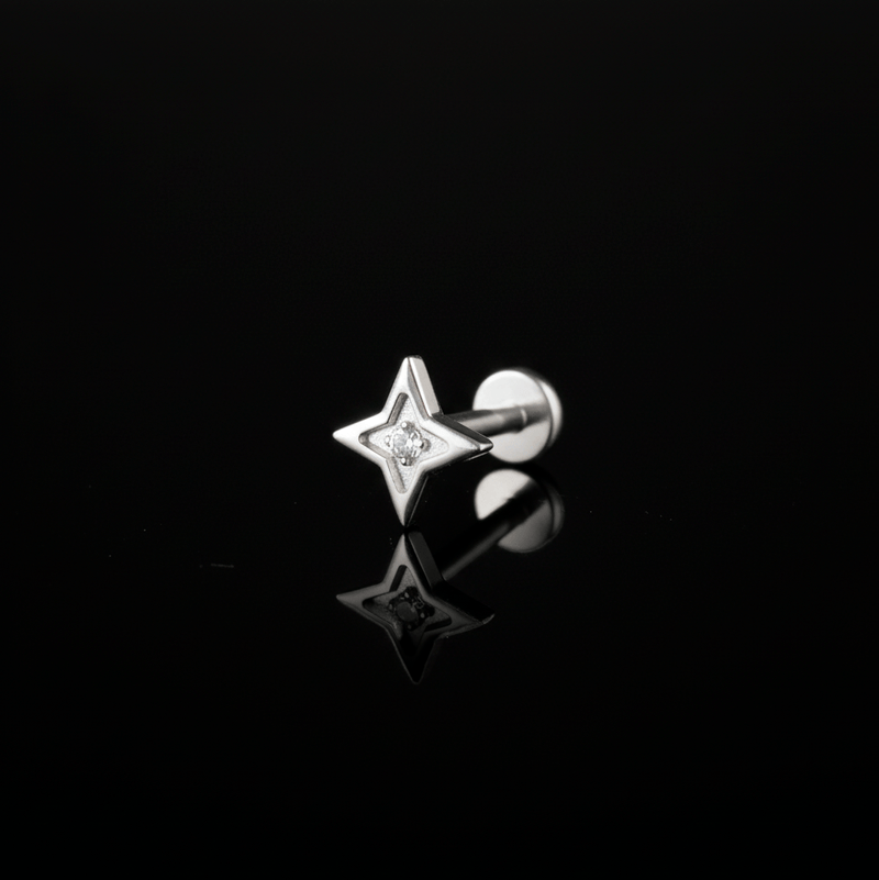 Piercing Star 6mm – Titanio Grado Implante con Circonia 5A | Lion Luxury