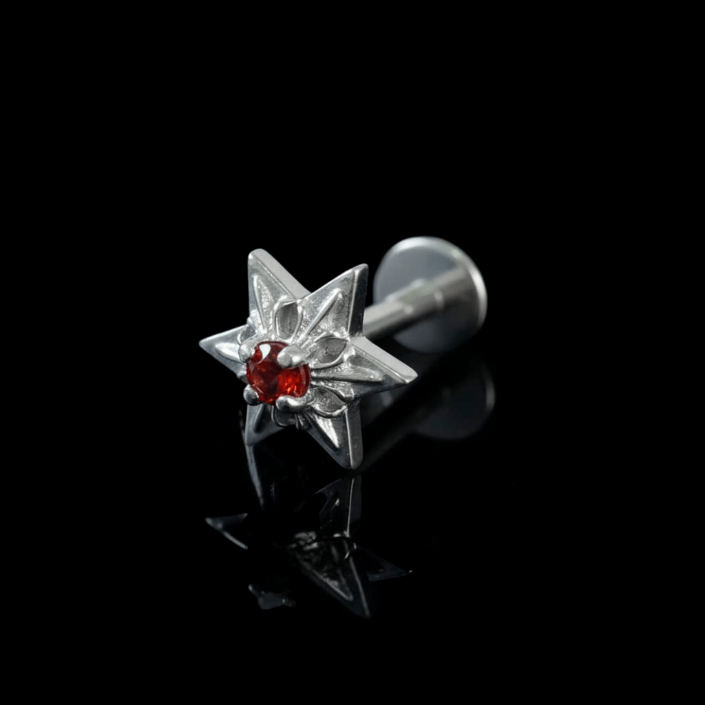 Piercing Luxe Red 6mm – Titanio Grado Implante con Circonia 5A | Lion Luxury