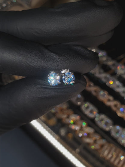 Arete Blue Diamond VVS1 Moissanita Silver
