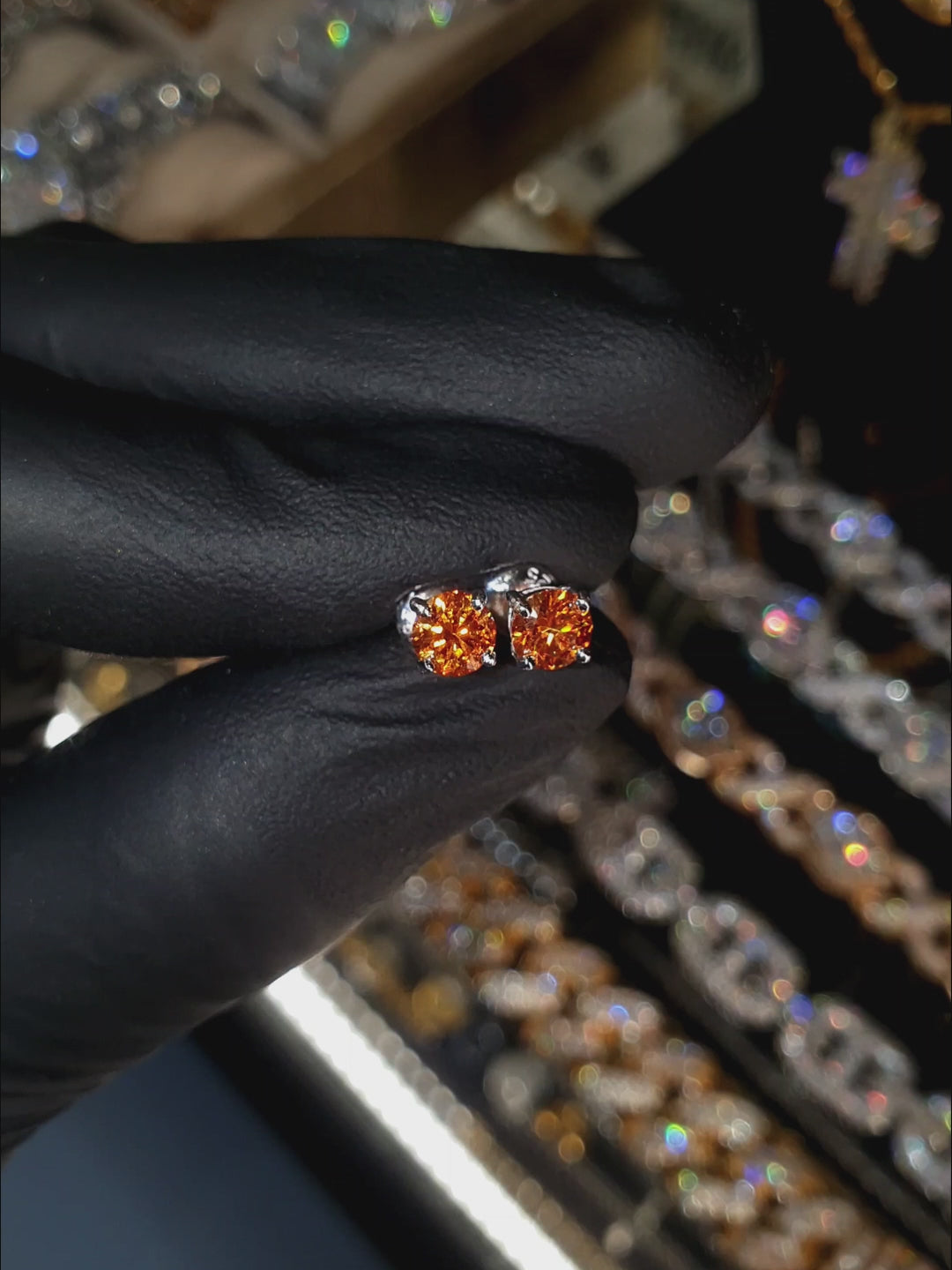 Arete Orange Diamond 5mm – Plata 925 con Moissanita – video | Lion Luxury