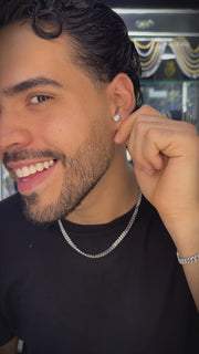 Set Cubana Iced 6mm Plateado – Cadena + Pulsera + Aretes Draco