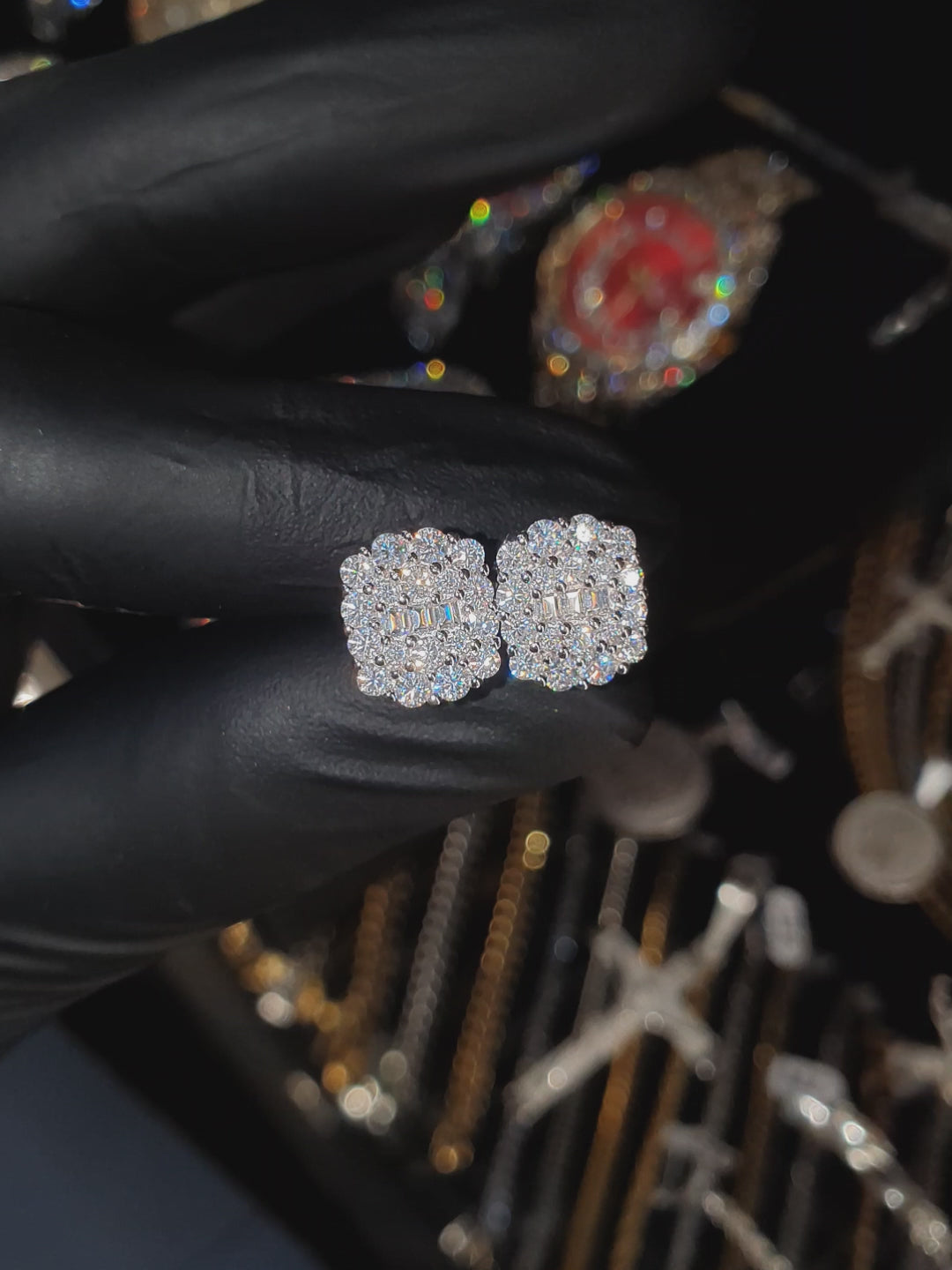 Arete One Hundred Diamond 11mm – Plata 925 con Moissanita – video | Lion Luxury